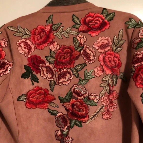 Tahari Dusty Rose Appliqué Open-Front Coat Size M - Picture 6 of 14